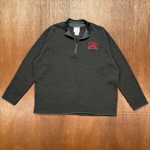 Champion Arkansas Razorbacks Quarter Zip Pullover XL Gray Heather Fleece